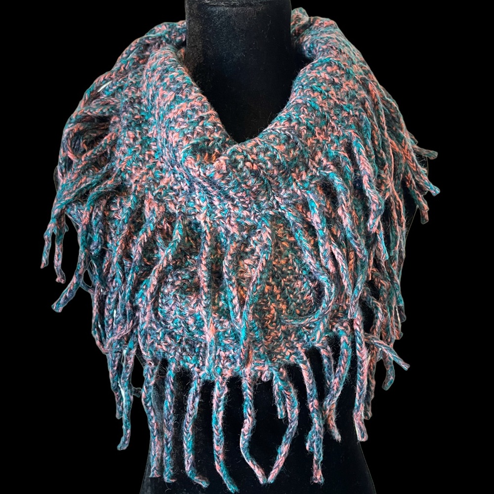 Green Multi Color Fringe Infinity Scarf - Picture 1 of 6